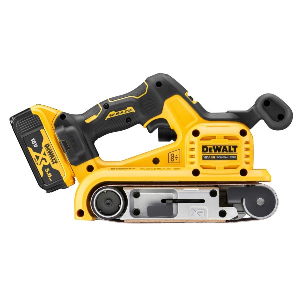 Ленточная бесщеточная шлифмашина DeWALT DCW220P2 XR Li-lon 18В размер ленты 75х533мм - фото №1