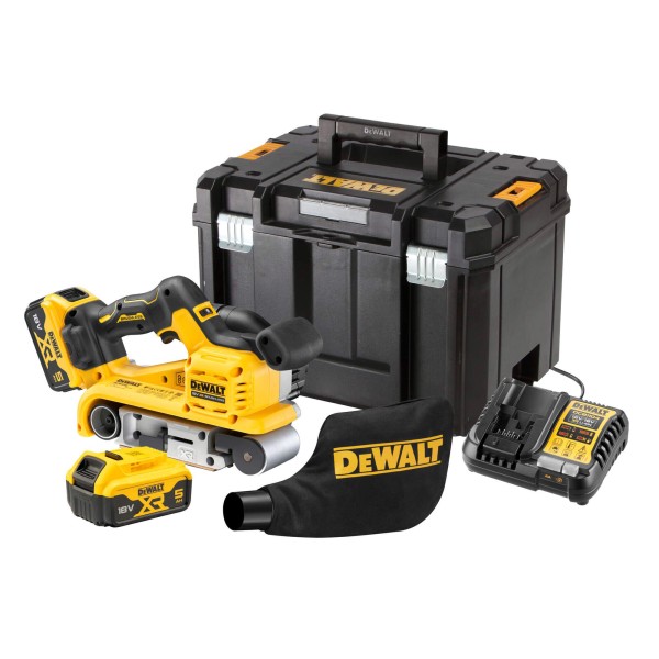 Ленточная бесщеточная шлифмашина DeWALT DCW220P2 XR Li-lon 18В размер ленты 75х533мм - фото №7