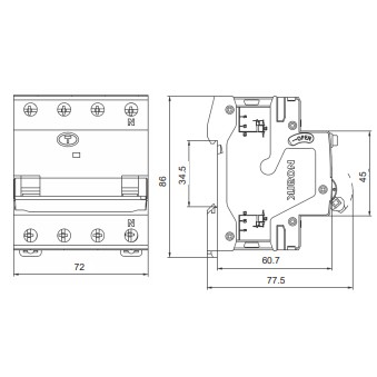 Дифавтомат NOARK Ex9NL-N 3P+N C32 A EU 6кА C 32А 300мА (111557) - фото №1