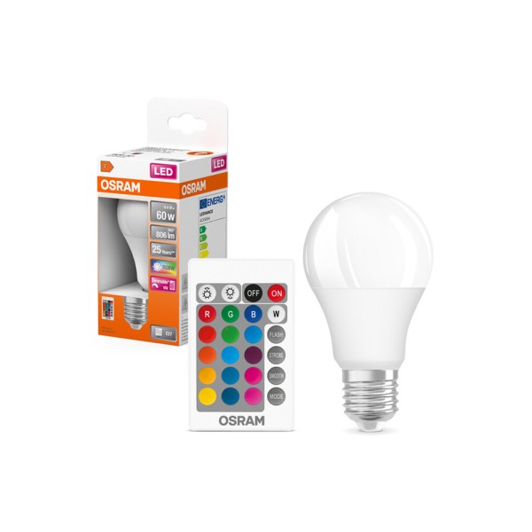 Светодиодная лампочка с пультом Osram 4058075430754 LED E27 DIM 1x9.4W 2700K+RGB 806Lm IP20 - фото №2