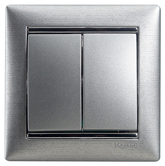 Механизм 2-кл. выключателя Valena алюминий - фото №1