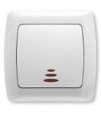 Вимикач 1-клавішний із підсвічуванням білий VIKO Carmen