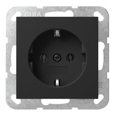 Розетка Gira System 55 із заземлюючим контактом чорна матова (4188005)