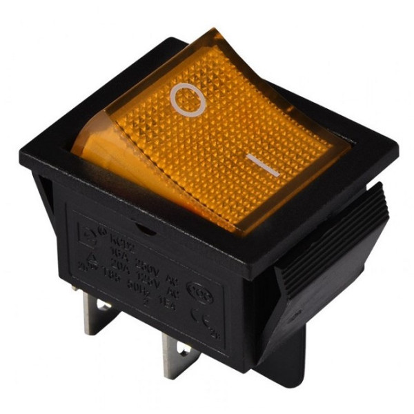 Переключатель TNSy KCD2-201N Y/B с подсветкой желтый (TNSy5500772)