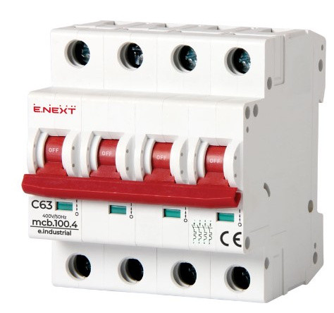 Модульный автоматический выключатель E.Next e.industrial.mcb.100.4.C63 4р 63А C (i0180036)