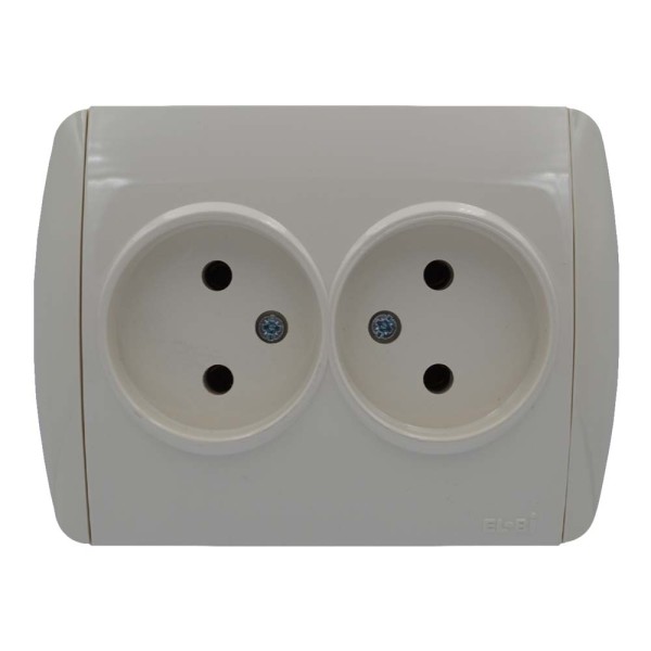 Розетка ELBI ZIRVE Fixline кремовая 2-я без заземления (501-010303-908)