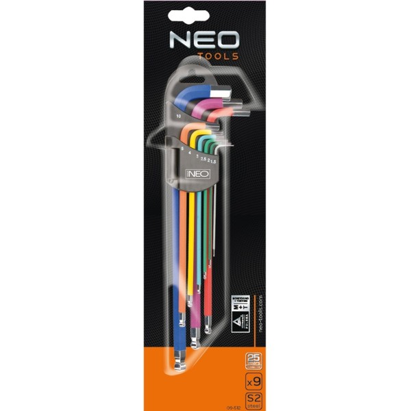 Набір шестигранних ключів Neo Tools 09-512 1.5-10мм (9шт) - фото №6