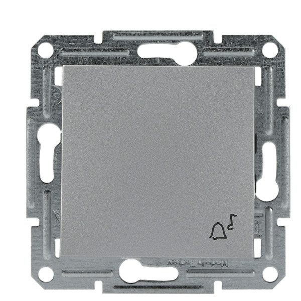 Выключатель кнопочный без рамки «Звонок» алюминий Asfora, EPH0800161