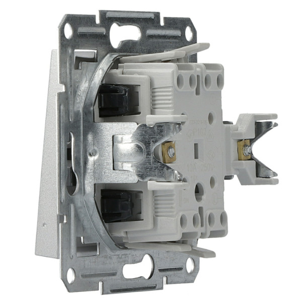 Выключатель кнопочный без рамки «Звонок» алюминий Asfora, EPH0800161 - фото №2