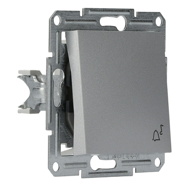 Выключатель кнопочный без рамки «Звонок» алюминий Asfora, EPH0800161 - фото №4