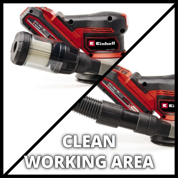 Ексцентрикова акумуляторна шліфмашина Einhell X-Change 18В Ø125мм в комплекті 3 шліфувальні аркуши Р60,Р80,Р120 без акумулятора (4462020) - фото №5