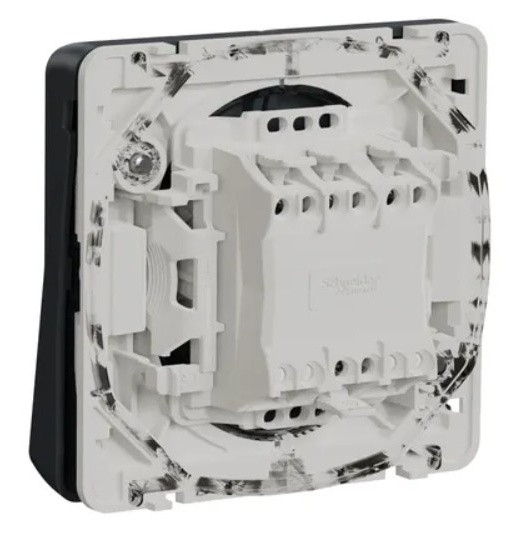 Двоклавішний кнопковий вимикач Schneider Electric MUR35228 з підсвічуванням IP55 (чорний) - фото №1