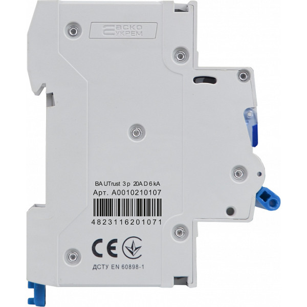 Автоматический выключатель Аско-Укрем UTrust 3р 20А D 6kА (A0010210107) - фото №3
