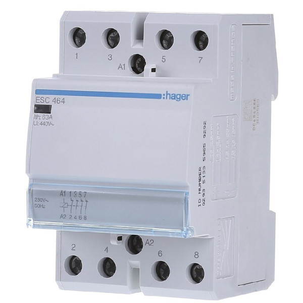 Контактор 63A ESC464 (4НЗ, 230В) 3м Hager - фото №1