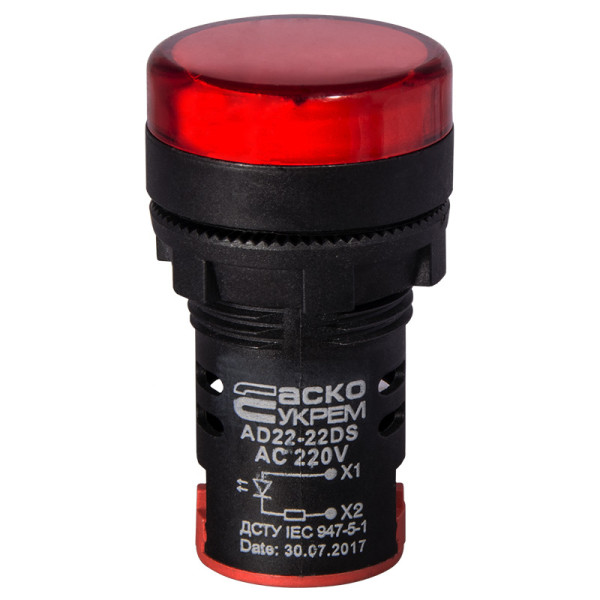 Сигнальна арматура Аско-Укрем AD22-22DS 220В АС червона (A0140030038) - фото №1