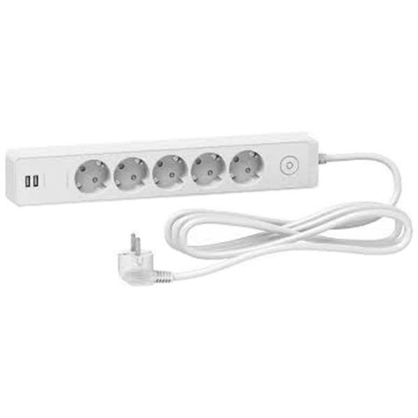 Подовжувач Schneider Electric ST945U3W на 5 гнізд та 2хUSB (3м) білий