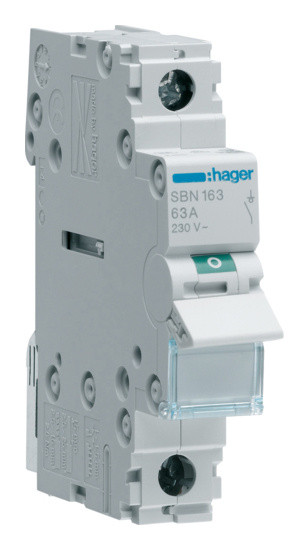 Выключатель нагрузки Hager SBN163 1P 63А/230В 1м