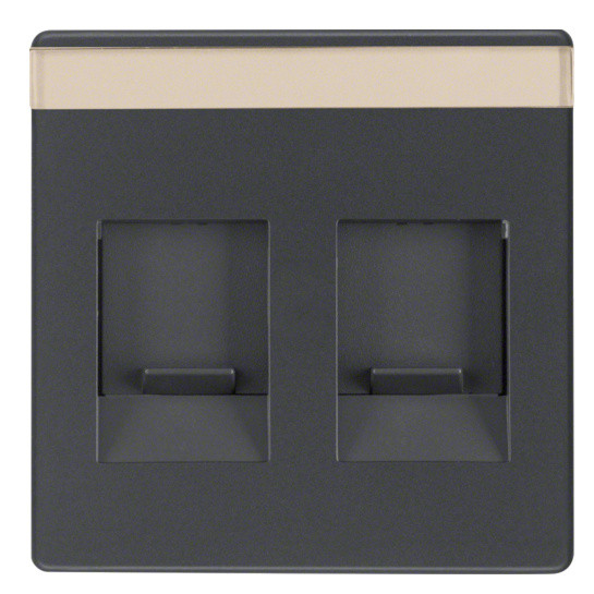 Накладка для супортів під 2 модулі RJ12/RJ45 антрацит Berker Q.х