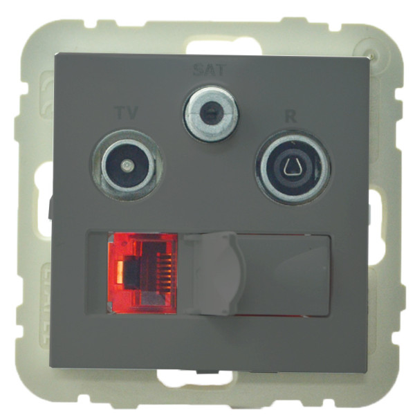 Розетка Logus 21544 TIS R-TV-SAT-RJ45 (Cat.6) (сірий)