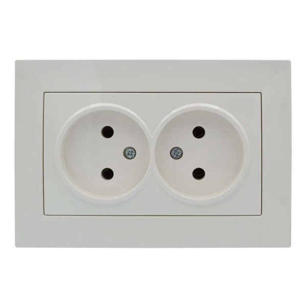 Розетка ELBI ZENA кремовая 2-я без заземления без рамки ( 609-010300-908 ) - фото №1