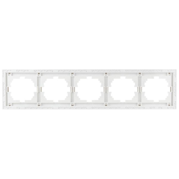 Пятиместная горизонтальная рамка Lezard Rain (703-0202-150) с боковой вставкой (белая) - фото №1