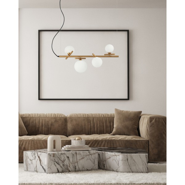 Підвісний світильник Italux PND-5622-4-BRO-W Reverso G9 4x25W IP20 латунний - фото №1