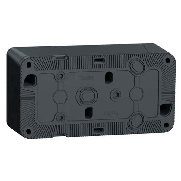 Накладна 2-місна розетка Schneider Electric MUR36029 із з/к та шторками IP55 (чорний) - фото №1