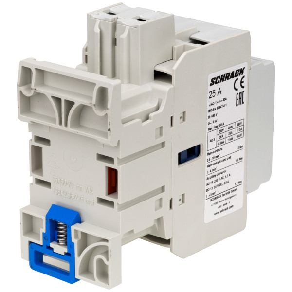 Контактор Schrack LZDC25B3 Cubico Classic 230В AC 1НО+1НЗ 11кВт 25А 3Р - фото №3