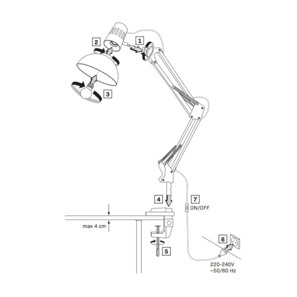 Настольная лампа на струбцине Goldlux 325150 Worker E27 10W IP20 - фото №3