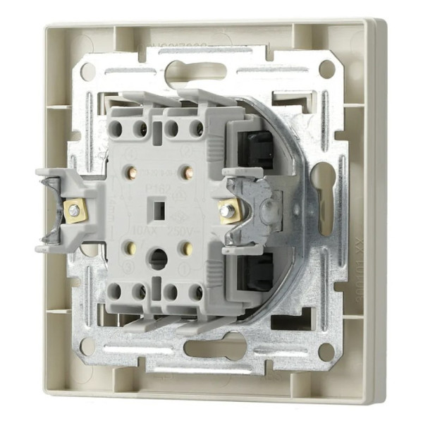 Переключатель перекрестный 1-клавишный кремовый Asfora, EPH0500123 - фото №3