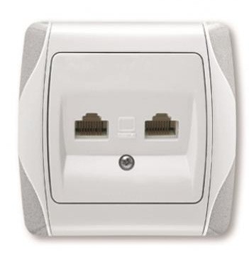 Розетка комп'ютерна подвійна (2хRJ45 Cat5e) біла Carmen
