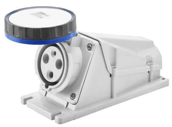 Стаціонарний роз`єм 90° GEWISS IP67 2P+E 63A 230В (GW63522)