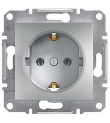 Розетка одинарная без рамки алюминий Asfora, EPH2900161