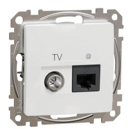 Кінцева TV-розетка Schneider Electric Sedna Design & Elements + RJ45 кат. 6 UTP біла SDD111469T