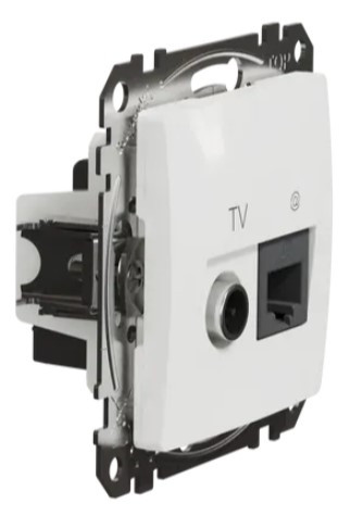 Кінцева TV-розетка Schneider Electric Sedna Design & Elements + RJ45 кат. 6 UTP біла SDD111469T - фото №1