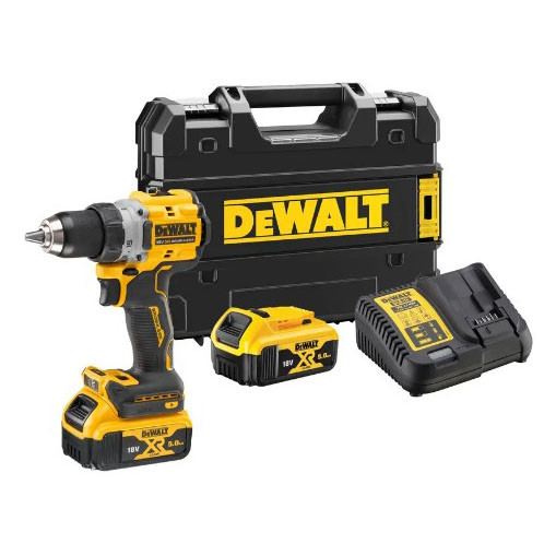 Бесщеточная дрель-шуруповерт DeWALT DCD800P2T XR Li-Ion 18В 5Ач 90Нм быстрозажимной патрон 13мм - фото №1