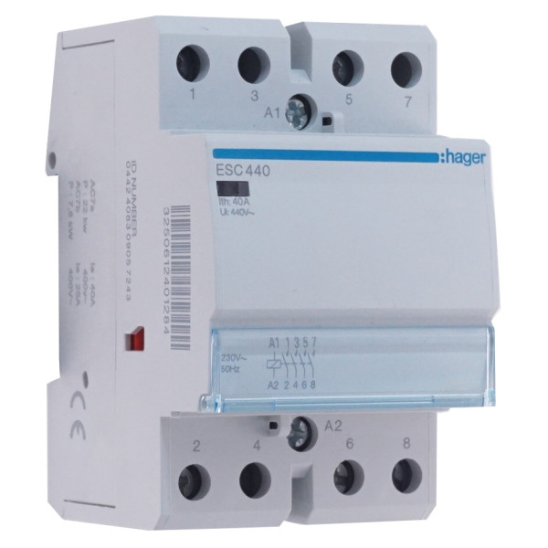 Контактор 40A ESC440 (4НО, 230В) 3м Hager