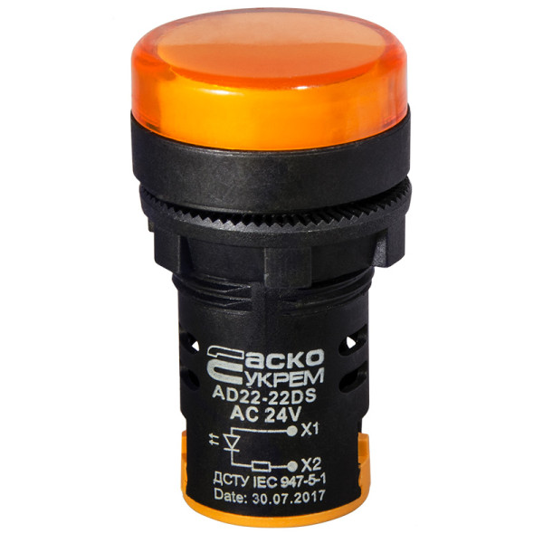 Сигнальна арматура Аско-Укрем AD22-22DS 24В AC/DC жовта (A0140030049) - фото №1