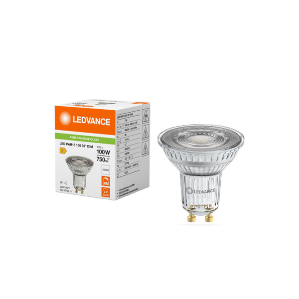 Світлодіодна лампочка Ledvance 4099854234965 LED PAR16 DIM GU10 1x7W 4000K 750Lm IP20 - фото №1
