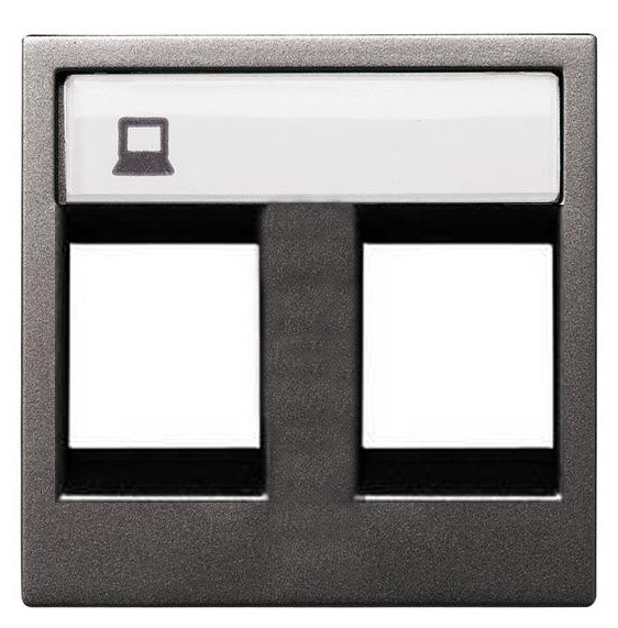 Двойная накладка коммуникационной розетки ABB Zenit N2218.2 AN 2М (антрацит)