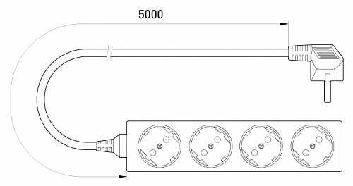 Подовжувач E.Next e.es.4.5.z.b 4 гнізда 5м з з/к (s042011) - фото №1