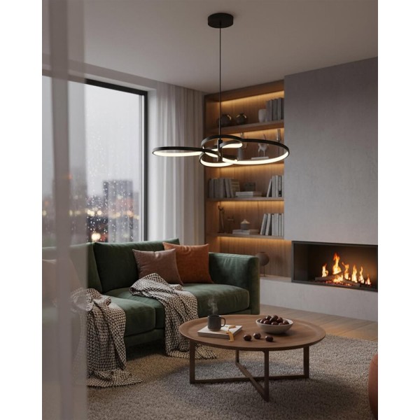 Підвісний світильник, люстра Goldlux 335982 Ribbon LED 1x37W 4000K 5700Lm IP20 чорний - фото №1