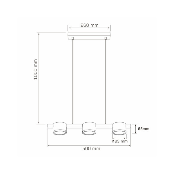 Подвесной светильник, люстра над столом, барной стойкой Goldlux 328069 Mirella GX53 3x6W IP20 Черный - фото №2