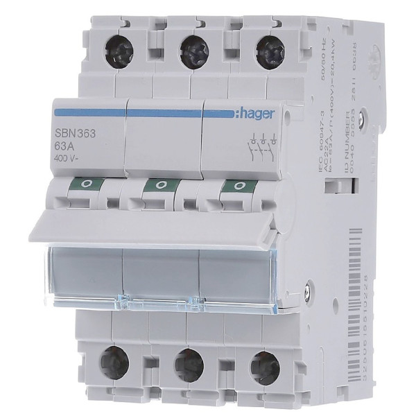 Выключатель нагрузки Hager SBN363 3P 63А/400В 3м