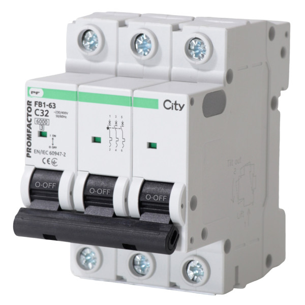 Автоматичний вимикач Promfactor CITY FB1-63 3P C 32A 6кА (FB1CI3032)