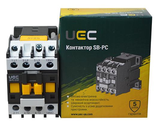 Контактор UEC SB-РC-012 12А 24В/АС3 1NO (PC1-SB-012-24-10) - фото №1