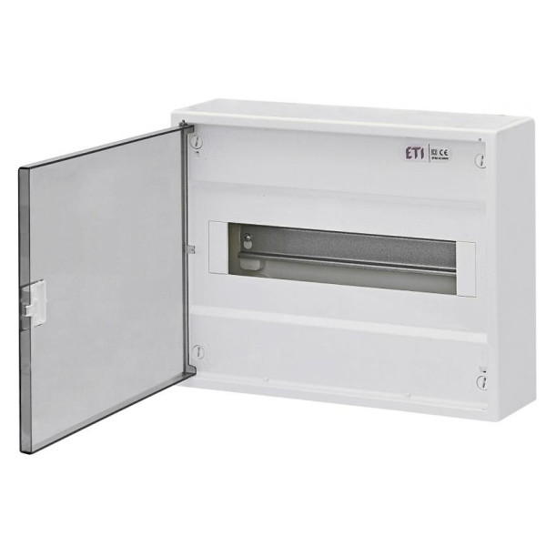 Однорядный наружный электрощиток ETI 001100240 ACT 12 PT 12+2 с прозрачной дверцей