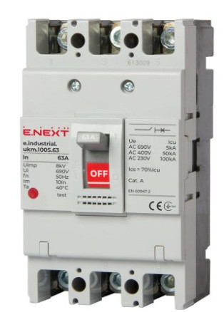 Силовой автоматический выключатель E.Next e.industrial.ukm.100S.63 3р 63А (i0010022)
