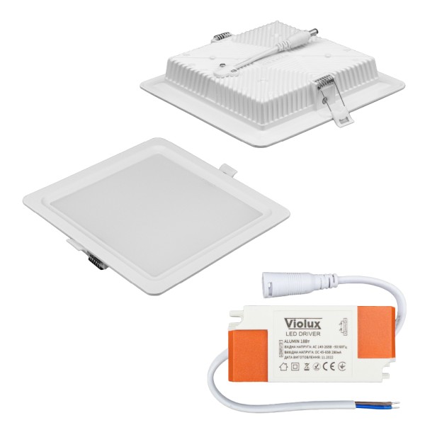 Світильник LED даунлайт Violux ALUMIN 18W 4200K квадрат IP20 ( 121280 ) - фото №7