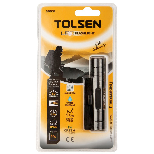 Водонепроникний ліхтар в алюмінієвому корпусі Tolsen (60031) IP66 20х98мм - фото №2